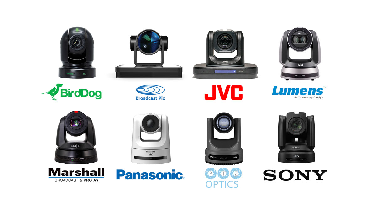 Take control of leading PTZ cameras from any Broadcast Pix live production and streaming system.